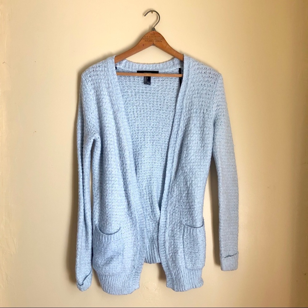 Forever 21 Pastel Blue Open Knit Cardigan
